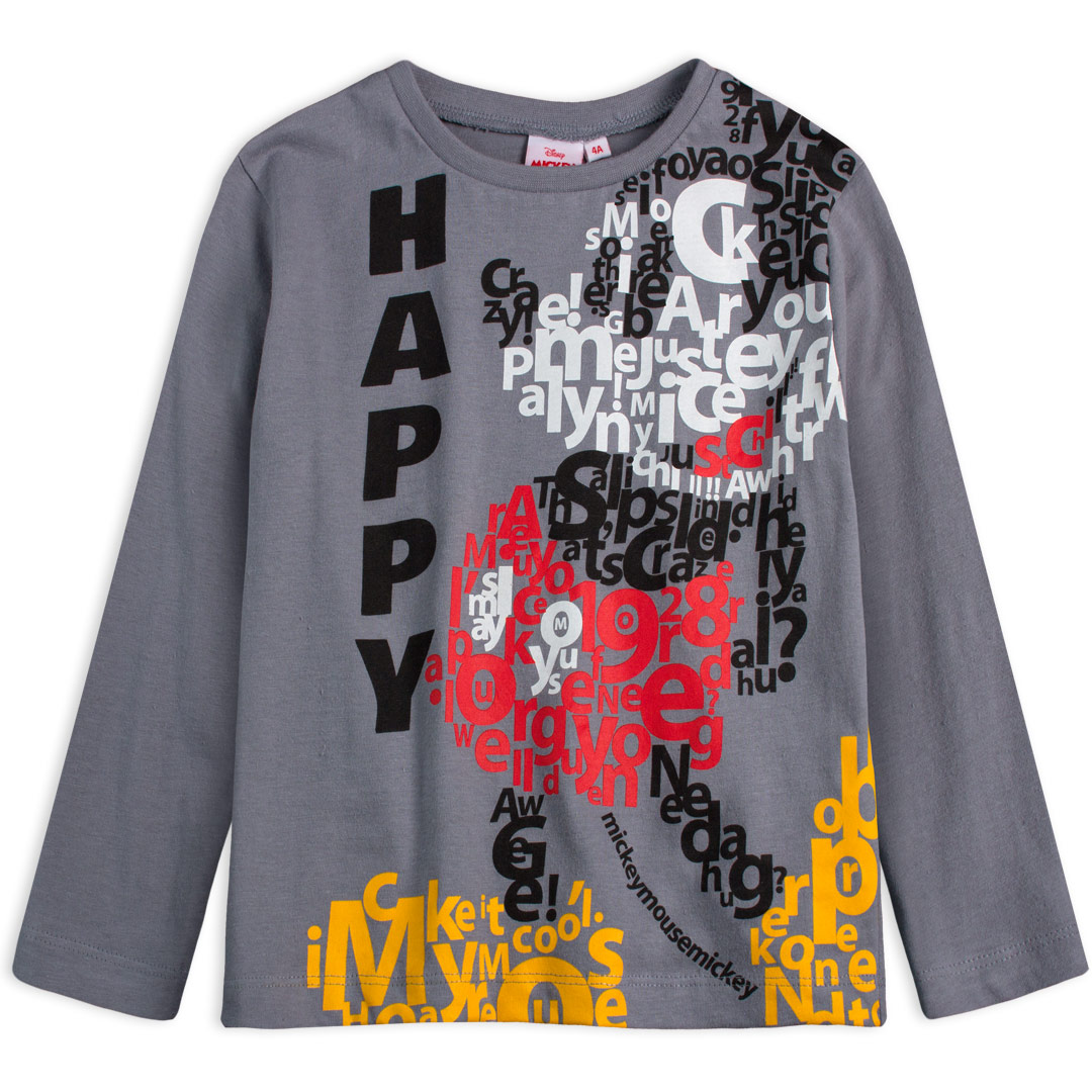 Chlapčenské tričko MICKEY MOUSE HAPPY šedé