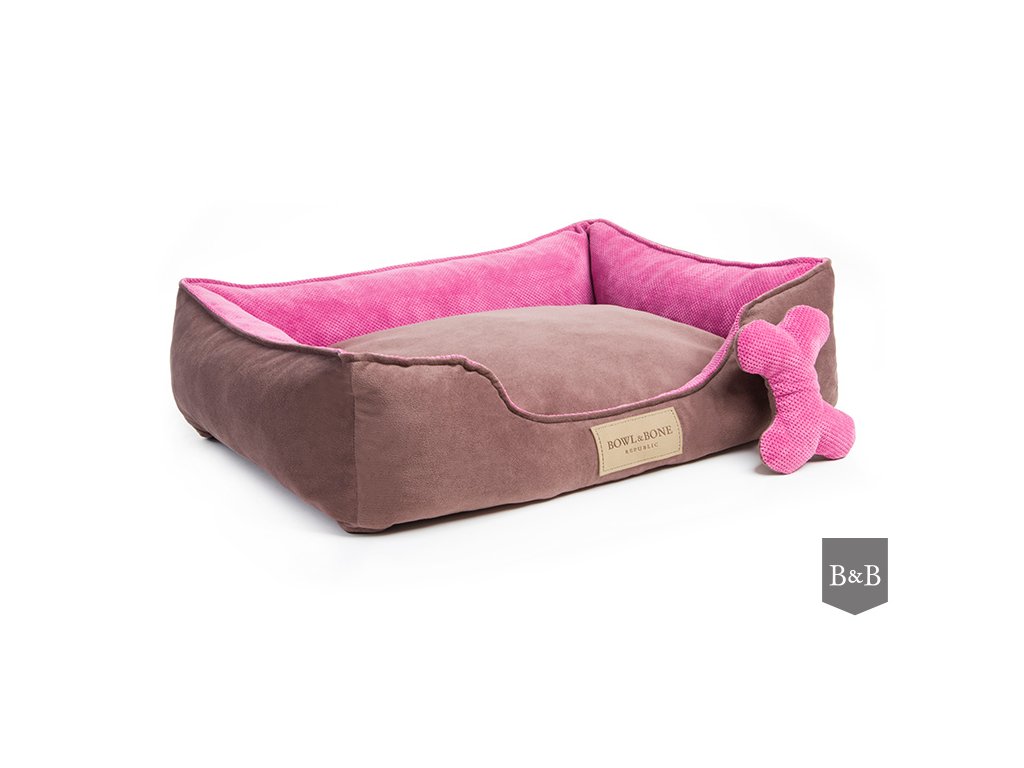 Luxusni pelisek pro psa Classic Pink Bowl and Bone