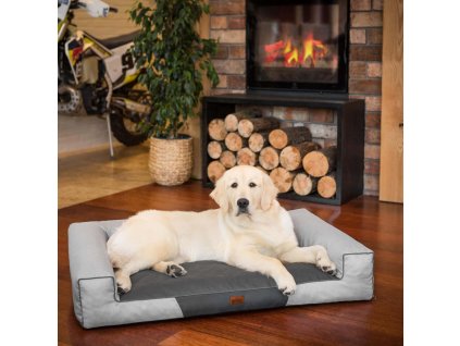 Pelíšek pro psa Victoria -  světle šedý ekolen vel. L VÝPRODEJ