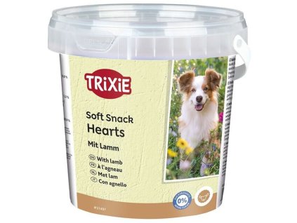 Soft Snack Happy Hearts - srdíčka jehněčí s rýží, kyblík 500 g