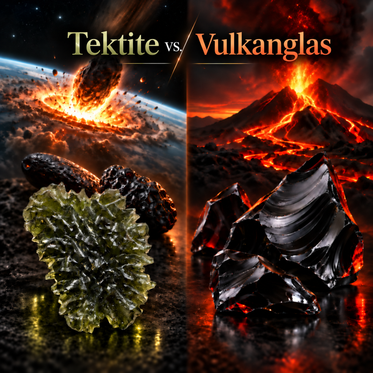 Tektite vs. vulkanische Gläser: Wie entstehen sie und worin unterscheiden sie sich?
