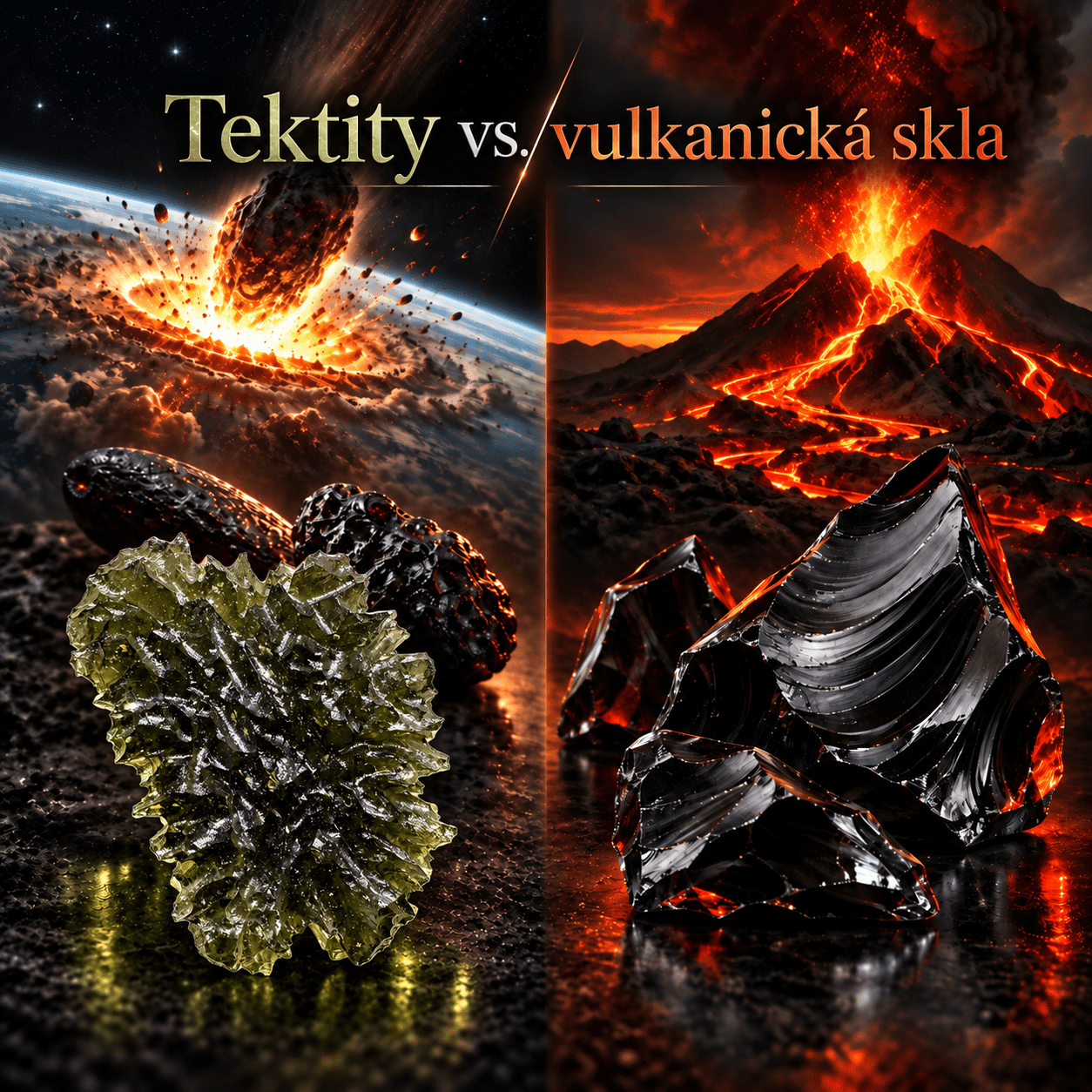 Tektity vs. vulkanická skla: Jak vznikají a čím se liší?