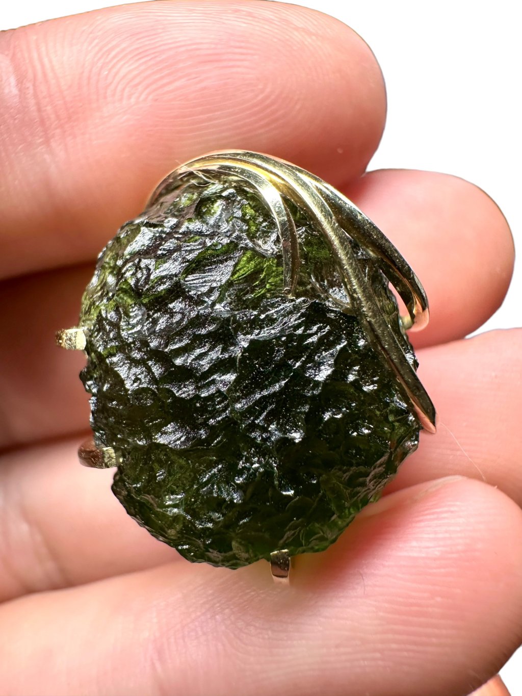 Gold Moldavit Anhänger