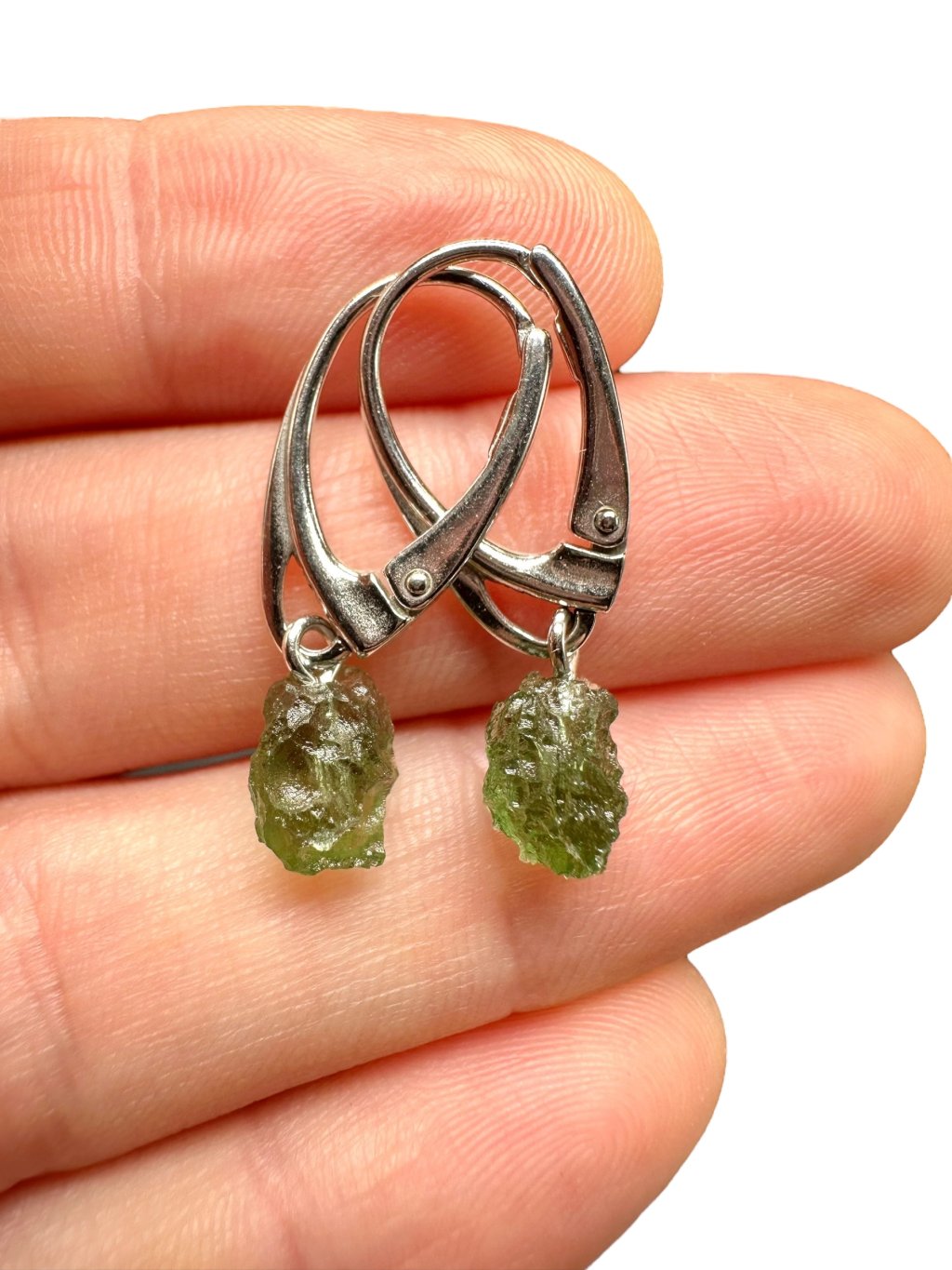 Silber Moldavit Ohrringe 1,8g