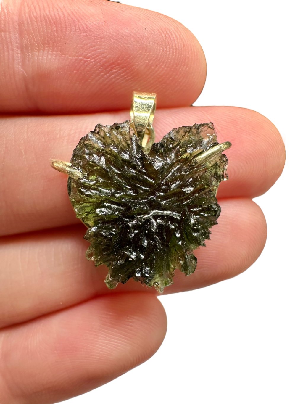 Gold Moldavit Anhänger 3,8g – Herz