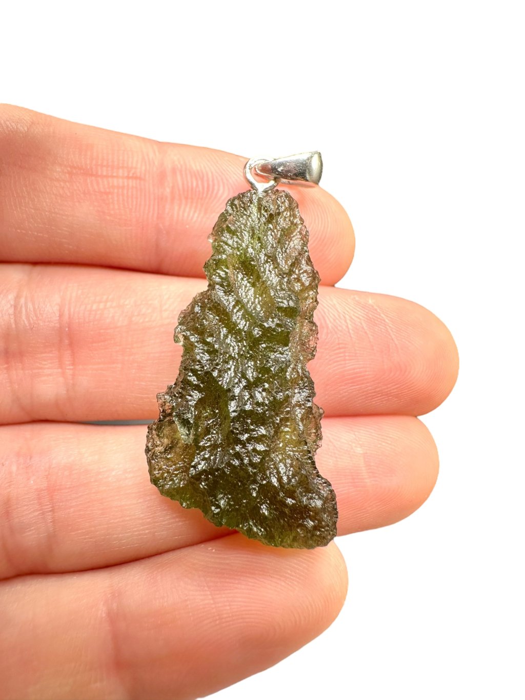 Silber Moldavit Anhänger 5,3g