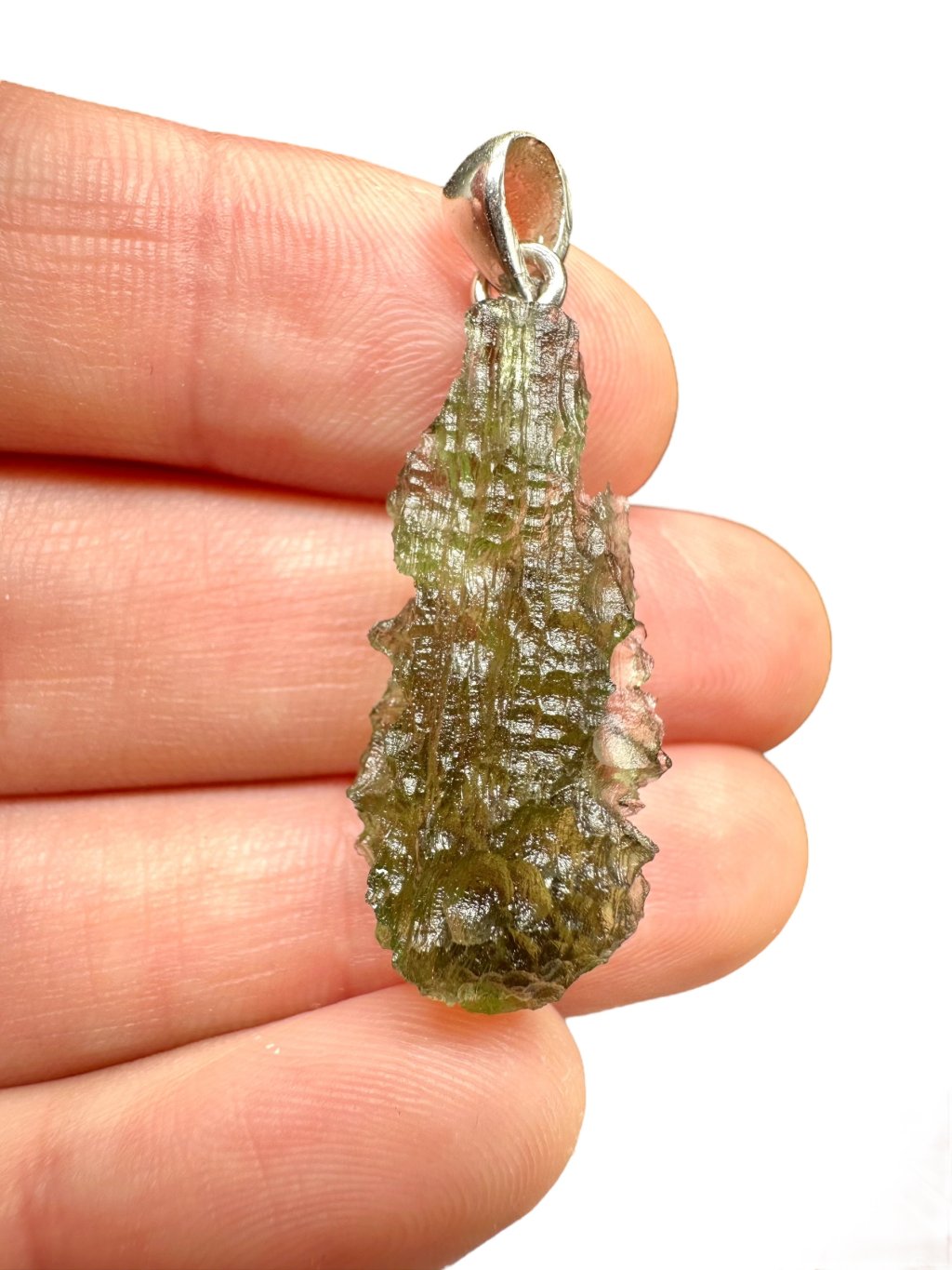 Stříbrný vltavínový přívěsek 3g