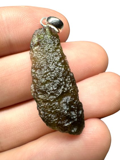 Silver moldavite pendant