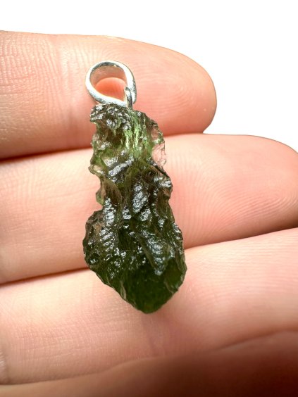 Silver moldavite pendant