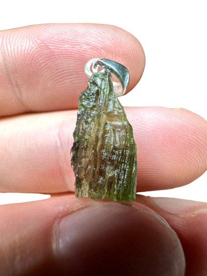 Silver moldavite pendant