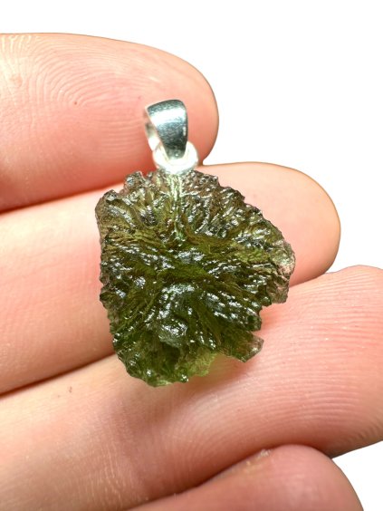 Silver moldavite pendant