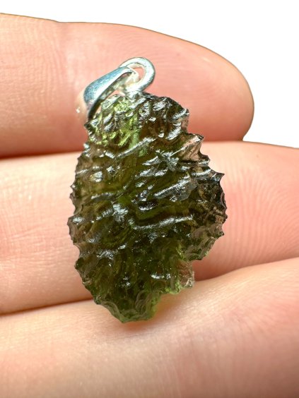 Silver moldavite pendant