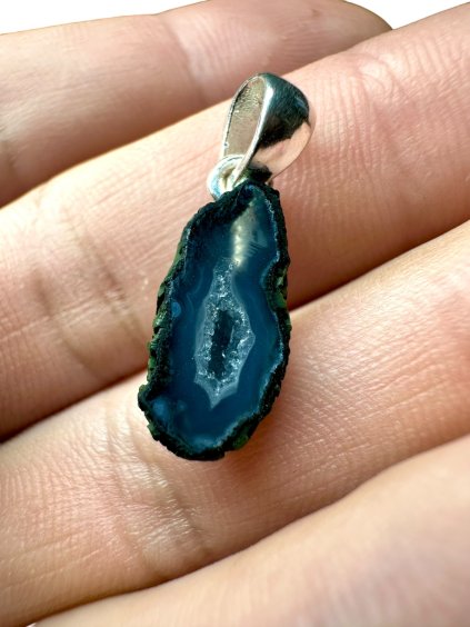 Silver pendant from Tabasco Agate Geode
