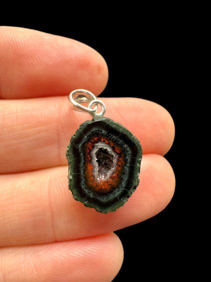 Silver pendant from Tabasco Agate Geode