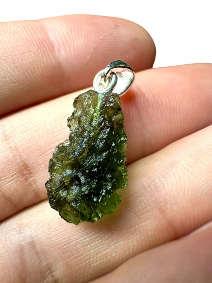 Silver moldavite pendant