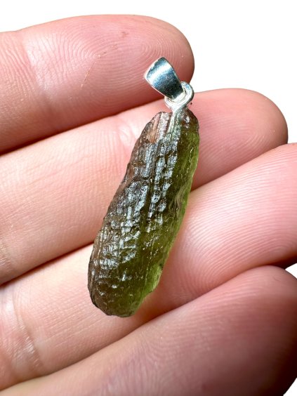 Silver moldavite pendant
