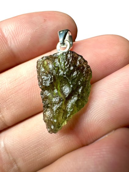 Silver moldavite pendant