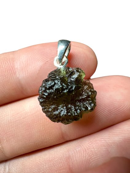 Silver moldavite pendant