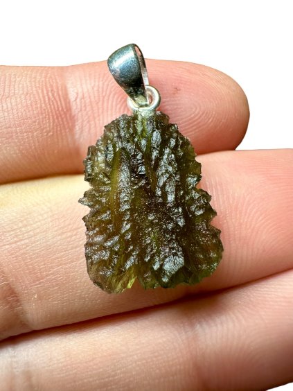 Silber Moldavit Anhänger 2,1g