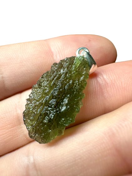 Silver moldavite pendant