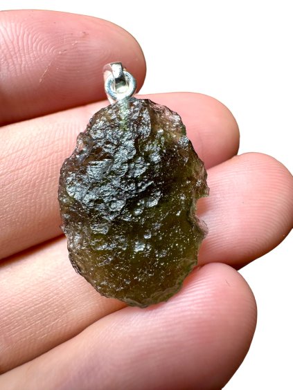 Silver moldavite pendant