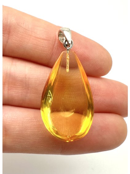 Silver amber pendant
