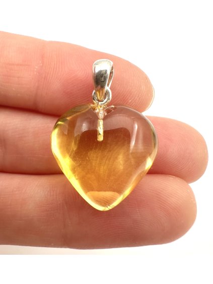 Silver amber pendant