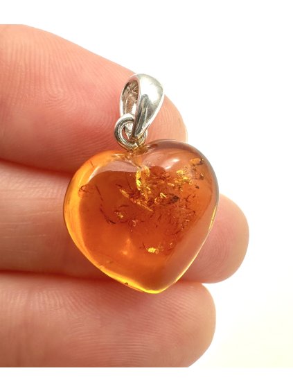 Silver amber pendant