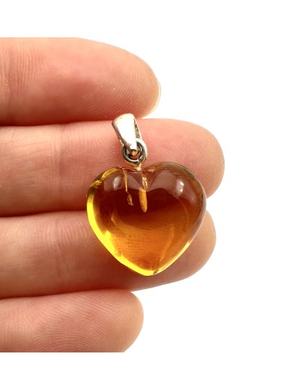 Silver amber pendant