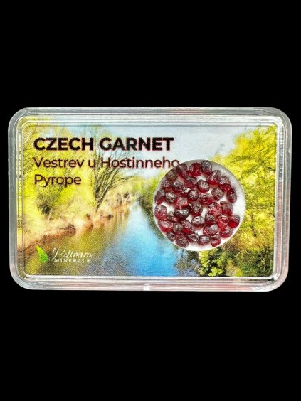 Czech Garnet (pyrope) in box – Vestrev u Hostinneho, CZ