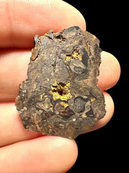 Meteorit Pallasit La'gad 002 – 3,1g / plátek – Západní Sahara
