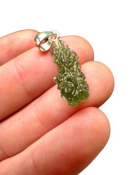 Silver moldavite pendant
