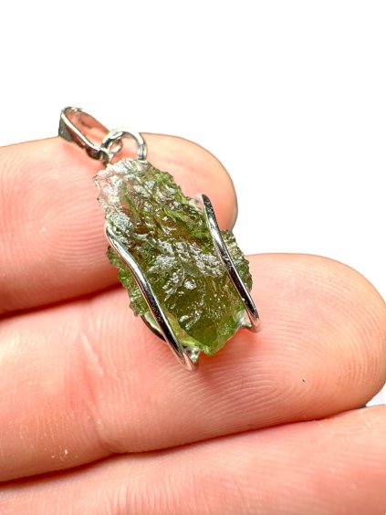 Silver moldavite pendant