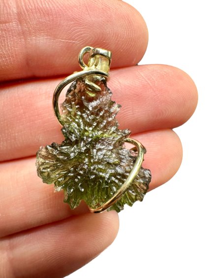Gold moldavite pendant