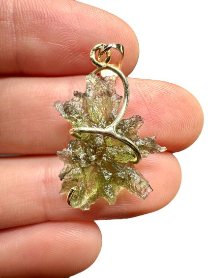 Gold moldavite pendant