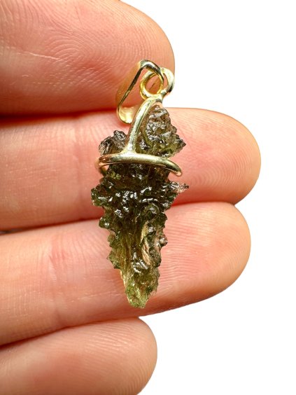 Gold moldavite pendant