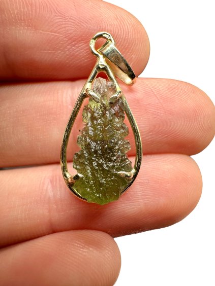 Gold moldavite pendant
