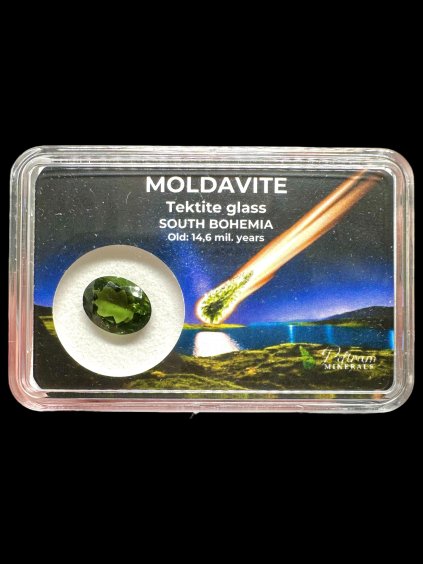 Facettierte Moldavit in der Box
