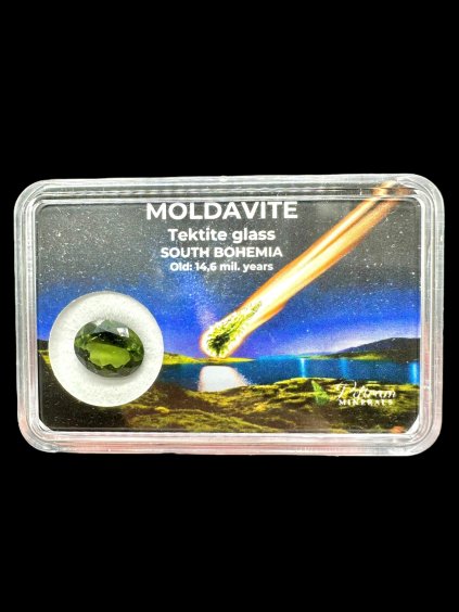 Faceted moldavite in box 2,2ct