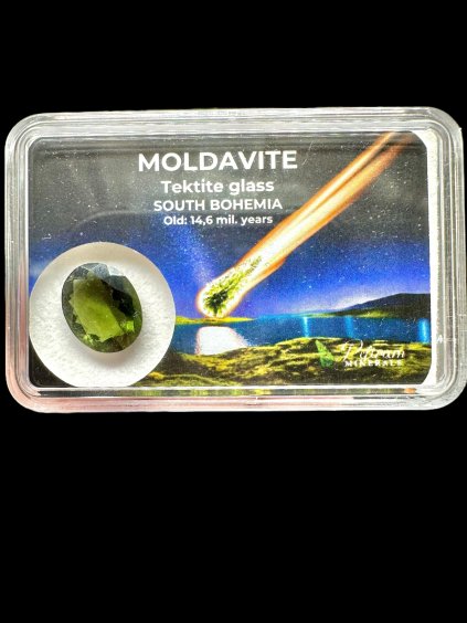 Broušený vltavín v krabičce 3,2ct