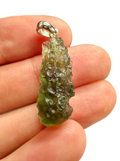 Silver moldavite pendant