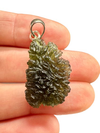 Silver moldavite pendant