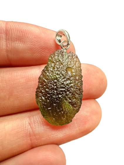 Silver moldavite pendant