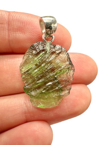 Silver moldavite pendant