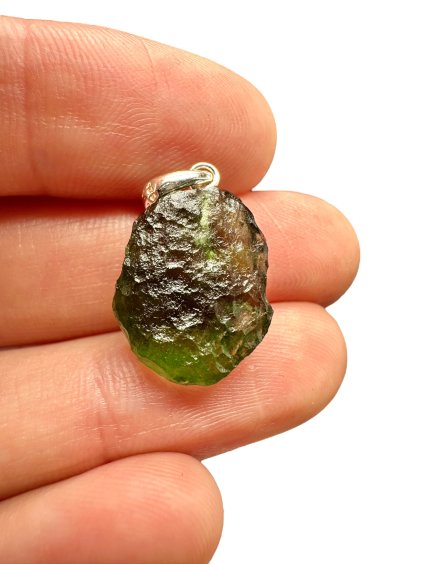 Silver moldavite pendant