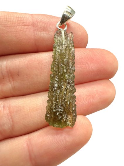 Silver moldavite pendant
