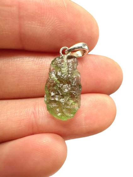 Silver moldavite pendant