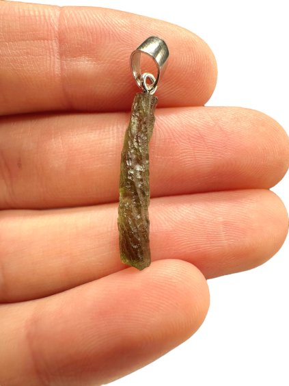 Silver moldavite pendant