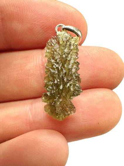 Silver moldavite pendant