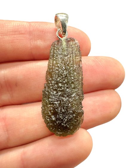 Silber Moldavit Anhänger 3,2g